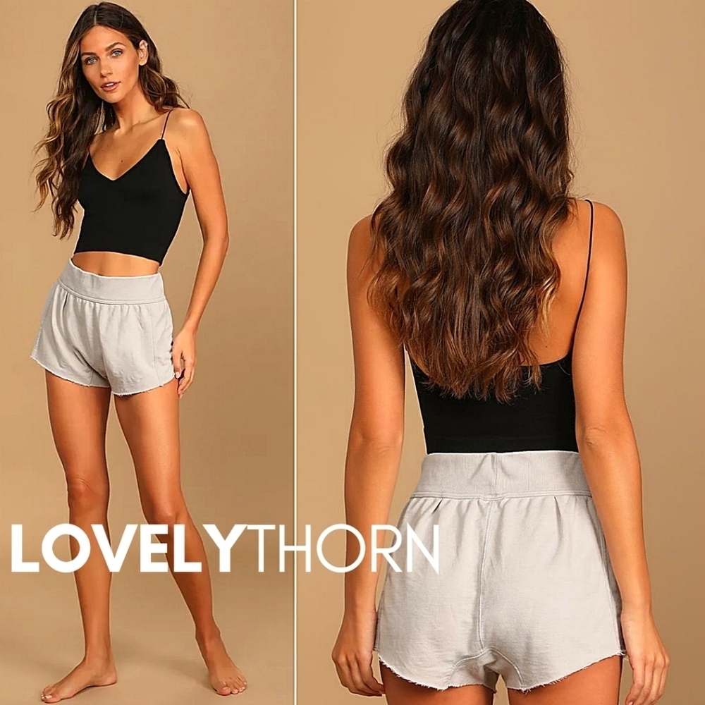 FREE PEOPLE // cozy super soft relaxed fit lounge shorts light grey